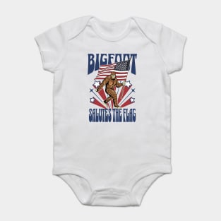 Patriotic Bigfoot Salutes the Flag 4th of July Baby Bodysuit